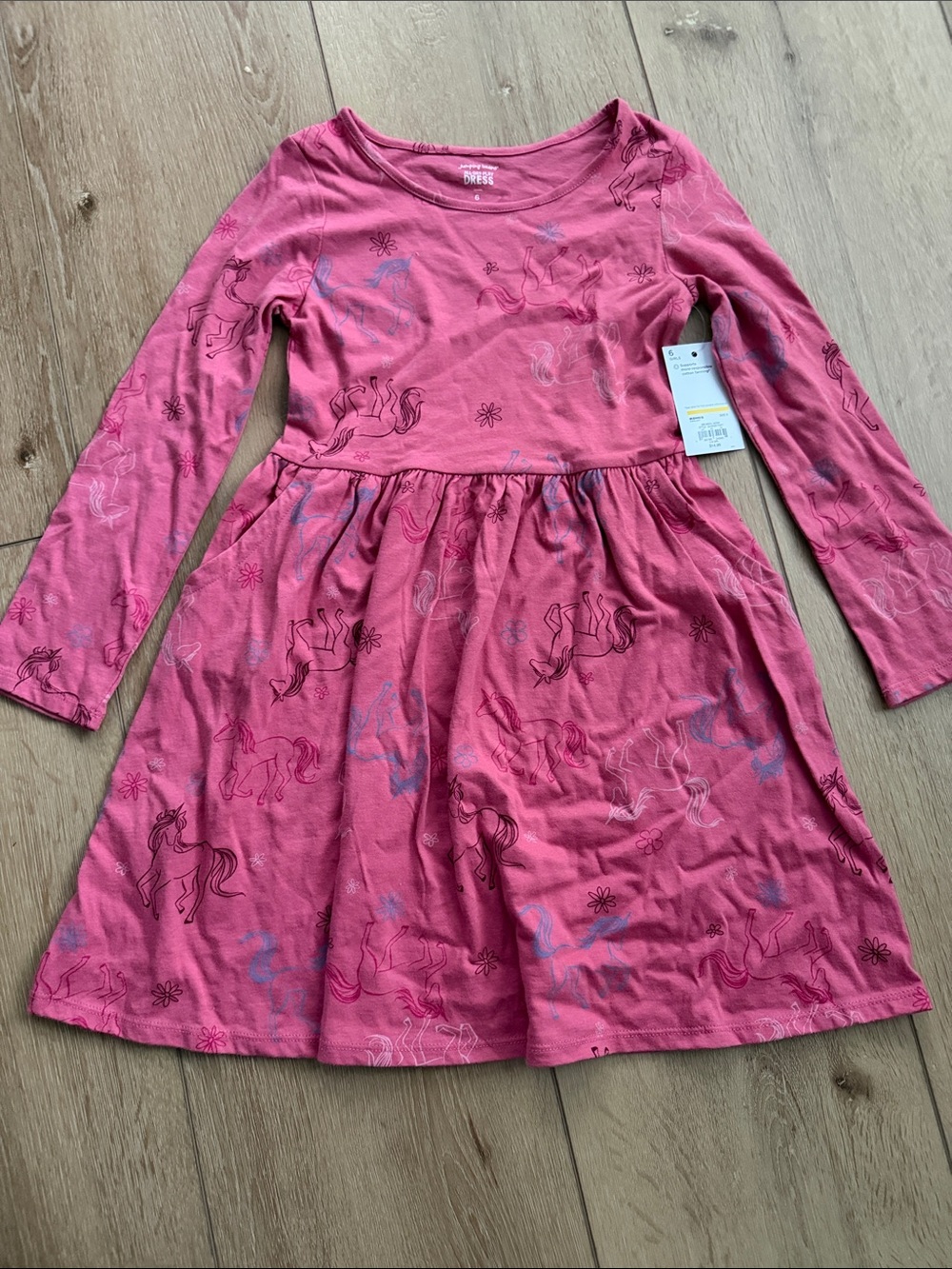 jumping beans Pink Long-Sleeve Unicorn Dress